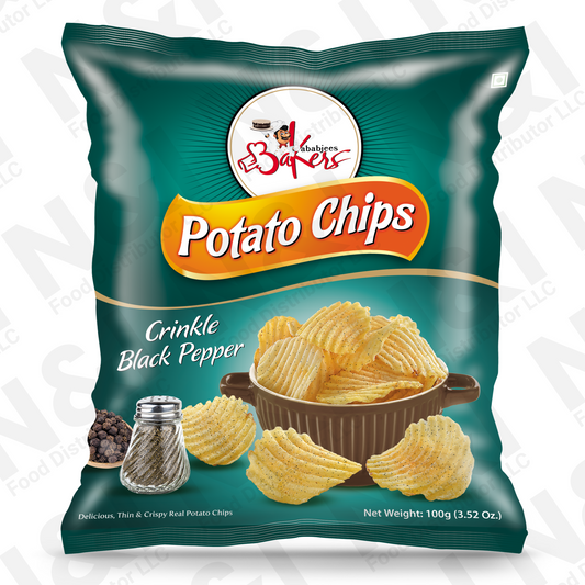 POTATO CHIPS - CRINKLE BLACK PEPPER - 100g